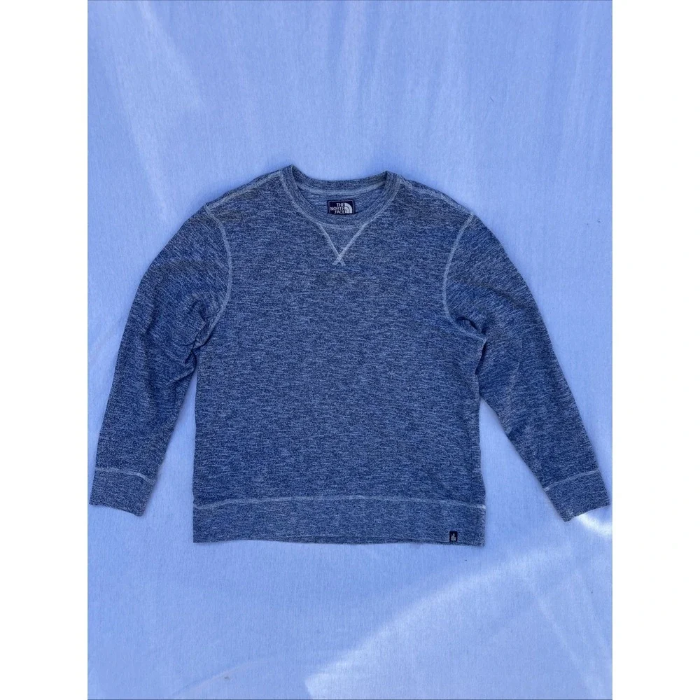 Vintage The North Face Pullover Size L Sweatshirt Heavy Cotton Blue Long Sleeved